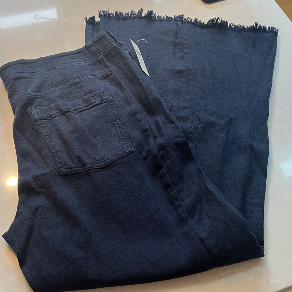 Pilcro Wide Leg Pants in Dark Blue 32